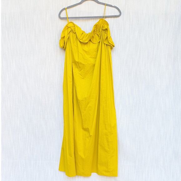 H&M HM Yellow Cotton Sleeveless Ruffle Midi Maxi Dress, Size M - Picture 1 of 8